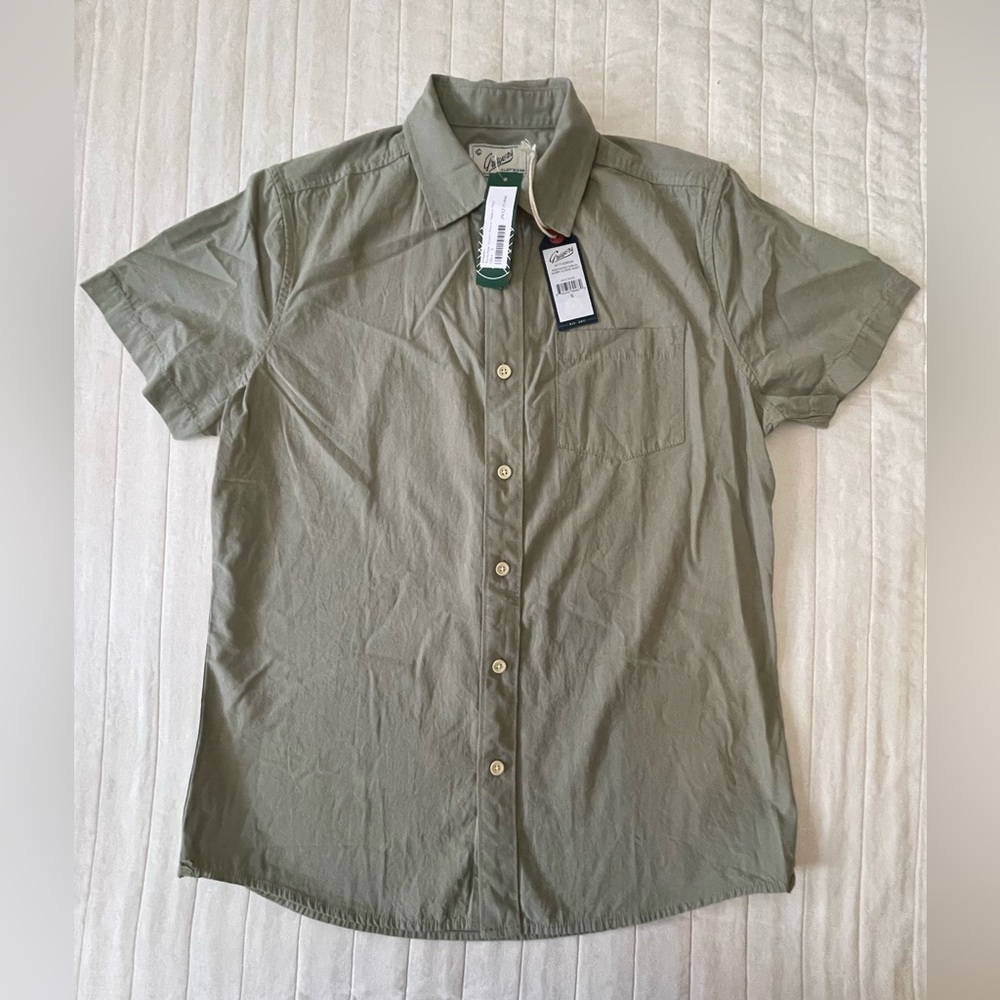 Grayers Portofino Sage Green Short-Sleeve Button-Down Cotton Shirt Small
